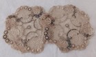 Set 2 Antique Tambour Net Lace Doilies Gray Floral Ecru Doily 7 