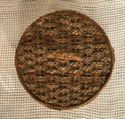 Victorian Sewing Basket Woven Wicker Hexagonal Sides   Orange Silk Lining