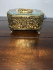 Matson 24k Gold Plated Vintage Filigree Dogwood Flower Ormolu Vanity Casket 1970
