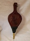 Vintage Handcarved Wood Leather Brass American Bald Eagle Fireplace Hand Bellow