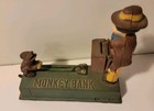 Monkey Bank Vintage Cast Iron Mechanical Coin Bank Working