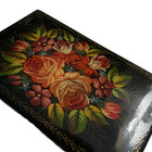 Signed Russian Hand Painted Floral Lacquer Box Aksenov Roses Made In Russia