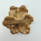 Vintage Brass 3d Flower Brooch Gold Tone Layered Rose Floral Mcm Cottagecore