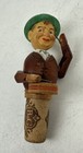 Vintage Hand Carved Wood Mechanical Bottle Stopper Cork Drummer