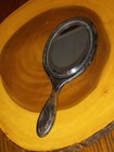 Vintage Hand Held Wooden Mirror With Beveled Glass