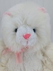Vintage White Cat Plush 12  Stuffed Animal Pink Ears Nose Feet Blue Eyes Whisker