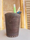New Vintage Genuine Leather Pen Case Office Pencil Holder Pens Organizer