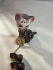 Vintage Mother Cat 8 Kittens On Chain Japan Figurines Cat With 9 Lives Tag Read