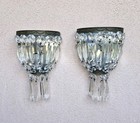 Vintage Antique Pair French Empire Brass Crystal 1 Light Sconces Wall Lights