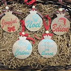 Two-sided Wooden Christmas Ornament With Cacti Printed Paper   Vinyl Print 