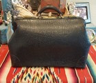 1930s Antique Vintage Doctor Bag Black Hog Leather Mc Lilley Co  Oh Usa 17x11x10