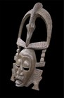 Vintage Hand-carved Wood Senufo Kpelie African Tribal Mask Signed Primitive Art