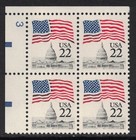 Scott 2114- Plate Block W  Nice Offset On Back- Mnh- 22c Flag Over Capitol- Efo