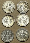 Lot Of 6 90  Silver Roosevelt Dimes Various Years   Dates  Choose How Many Lots 