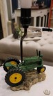 Vintage John Deere Resin Farm Green Tractor Table Desk Lamp Works Light Damaged