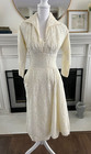 Vtg 50s Beaumelle Of California Ivory Lace Wedding Dress Sz Xs s Tea Length