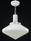 Vintage Mid Century Modern Milk Glass Saucer Pendant Light