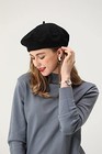 French Beret-classic Wool Beret Solid Color Womens Beret Cap 7 1 8-7 3 8 Black