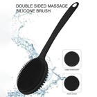 Double Sided Long Handle Silicone Back Scrubber Bath Body Brush For Shower Men