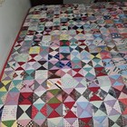 Vtg Handmade Quilt 90  X 72  Large Patchwork Crazy Farmhouse Geometric Style