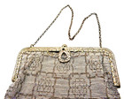 Antique Silver Frame   Beaded Purse Handbag W  Chain Handle