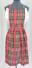 Vintage Red Plaid Polycotton Tie Back Apron With White Ruffles Os