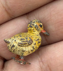 Miniature Antique Austrian Vienna Cold Painted Bronze Figure Of Baby Duck
