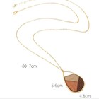 Boho Tri-tone Wood Pendant Necklace Gold Chain