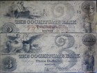 1849 -50  2    3 Boston Ma The Cochituate Bank Note Large Size Currency  2 Notes