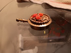 Vintage Gold Tone With Floral Appliques Pill Box