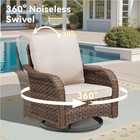 Wicker Swivel Glider Rocker Chair Set Of 2 With Cushions  Beige