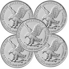 Lot Of 5 - American Silver Eagle  1 Coin 1 Oz  999 Fine Silver Random Year Bu