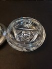 Powder Jar Cut  Brilliant Crystal Glass Vanity Trinket Box Lid Silverplated Lid