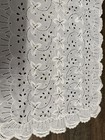 Vintage White Cotton Dresser Scarf Doily Embroidered Floral Lace Trim  Medium 