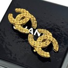 Chanel 2913 Coco Mark Cc Logo Matelasse Earrings Gold Clip-on Authentic Japan