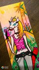 Copyright Original Art  Lucky  Ink Markers   Color Pencil Drawing 3 5 x10 