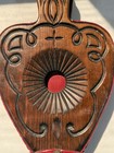 Vintage Hand Carved Wood Fireplace Bellows Brass   Red Leather