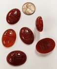 1 Vintage Japanese Genuine Carnelian Gemstone 25x18mm  Oval Scarab N139