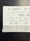 Pearl Jam Ticket Stub Kitchener Mem Auditorium Sept 11  2005 Rock Music Concert