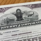 1955 Sperry Corporation Stock Certificate 100 Shares Cancelled