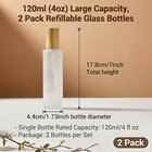 2pcs 120ml 4oz Empty Refillable Frosted Glass Lotion Bottle With White