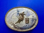 Barrel Racing Rodeo Cowboy Sterling Silver Vtg Trophy Sunset Trails Belt Buckle 