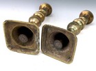 Pair Of Brass Pushup Candlesticks Ca 19th Cent