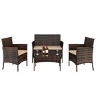 4 Pcs Outdoor Patio Rattan Wicker Furniture Set Table Sofa Cushioned Deck Brown