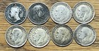 1861-1919 Lot Of 8 Great Britain 925 Fine Silver 3 Pence Coins