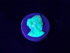 Antique Cameo Uranium Glass Cabochon Czech Painted Custard Glass 14 5mm