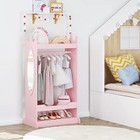  Kids Dress Up Storage With Mirror costume Closet For Kids  Open Hanging Pink