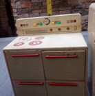 Vintage Wolverine Supply   Mfg Co Tin Toy Child s Kitchen Set Sink Fridge Stove 