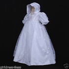 White Infant Baby Girl Baptism Christening Gown Dress   Bonnet 6m 12m 18m 24m