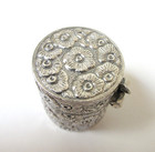 Vintage Silver Thimble Case Embossed Flowers
